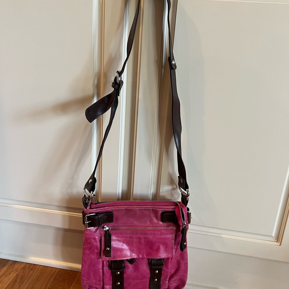 Tano Pink and Brown Crossbody Bag